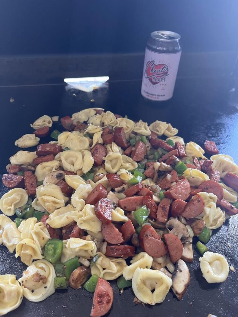 Blackstone Grilled Kielbasa, Tortellini, & Spinach Recipe