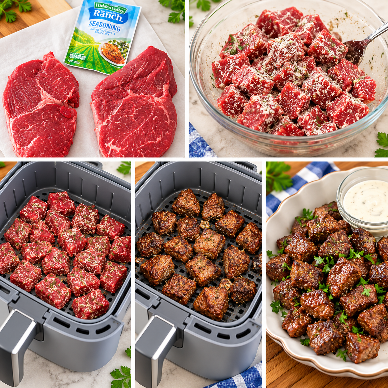 2 Ingredient Air Fryer Steak Bites