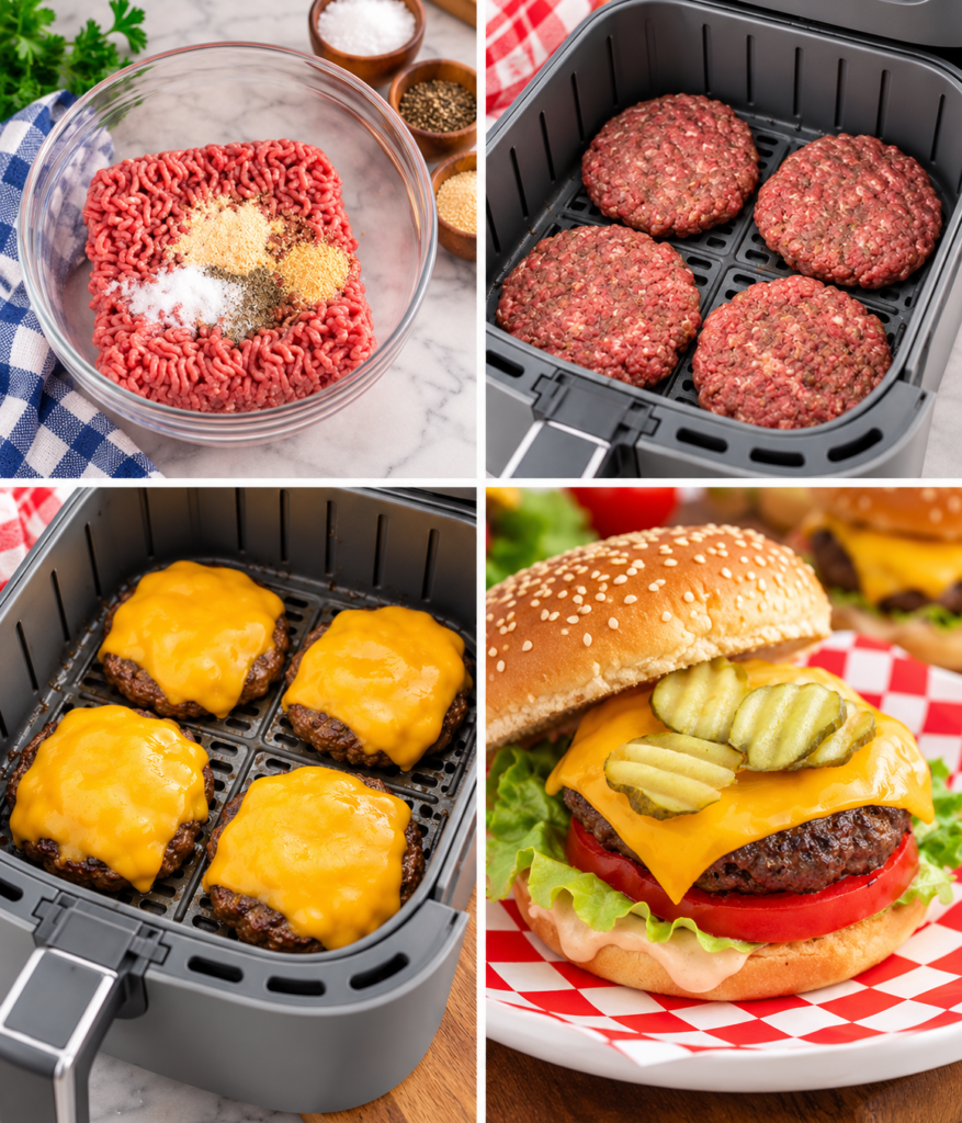 Air Fryer Hamburgers