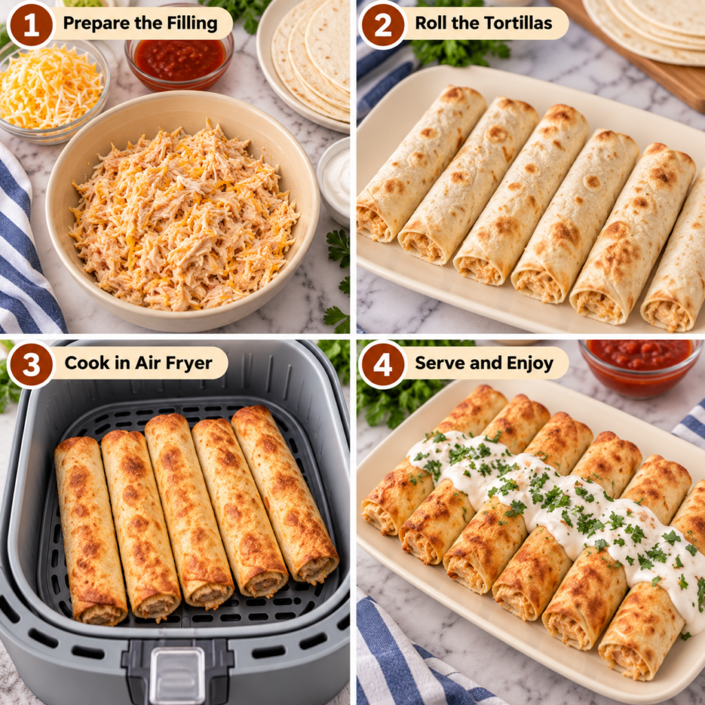 Air Fryer Cheesy Chicken Taquitos