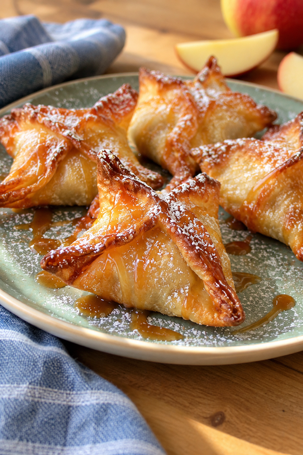 Air Fryer Caramel Apple Wontons