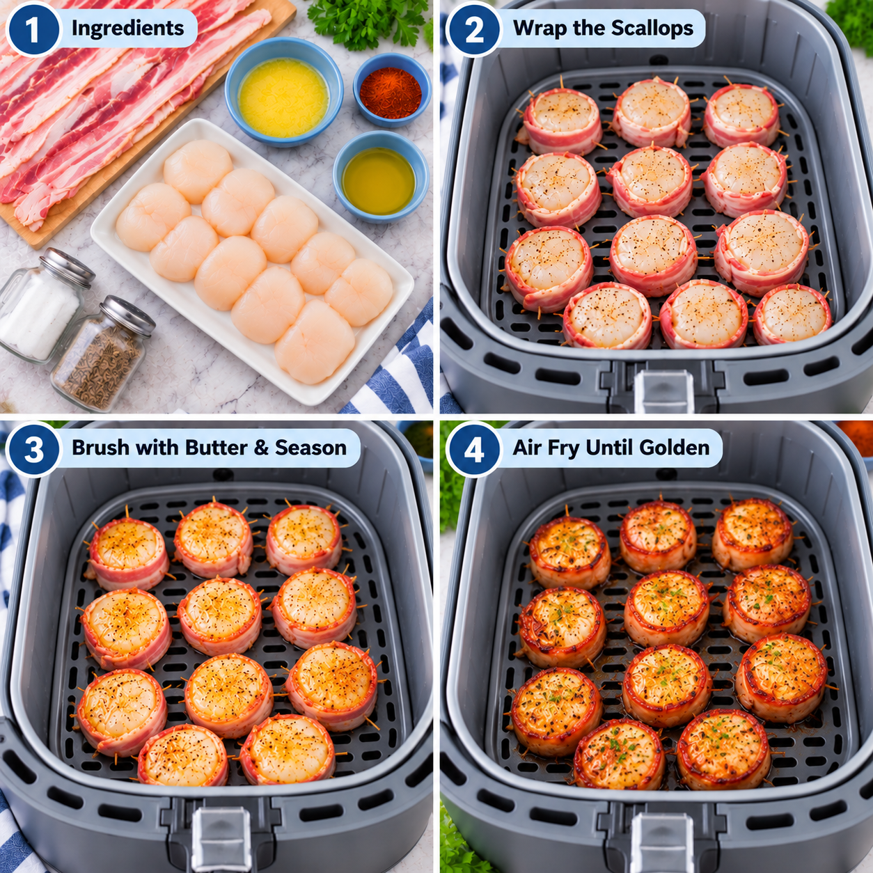Air Fryer Bacon Wrapped Scallops