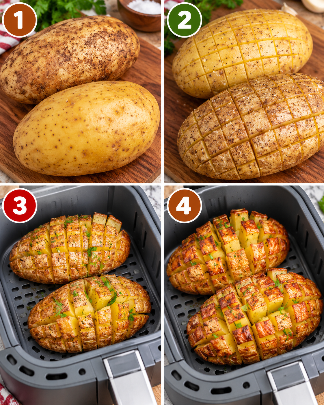 Air Fryer Blooming Baked Potatoes